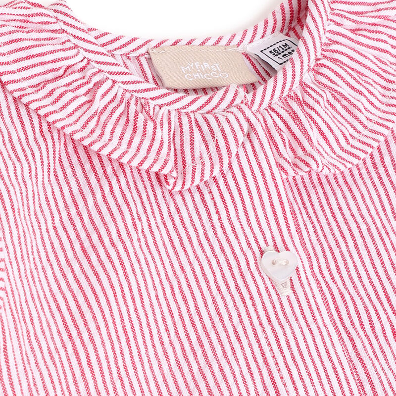 Girls White & Red Striped Short Sleeve Top image number 2
